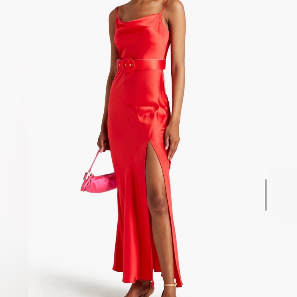 Nicholas Belt Dress Maxi Red